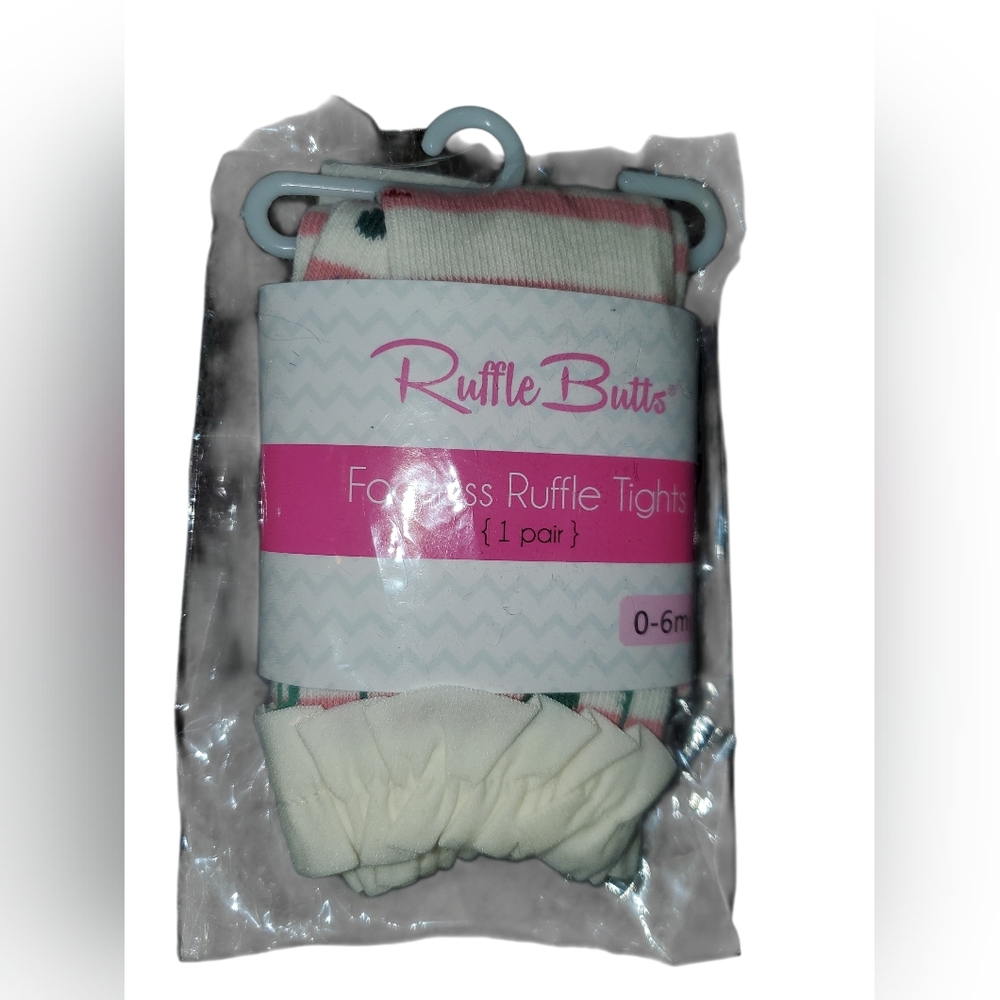 Ruffle Butts Cream and Pink Footless Tights NWT